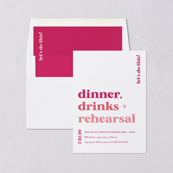 Vibrant Bold Rehearsal Dinner Invitations Hot Pink Signature Blank