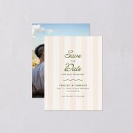Cabana Stripes Save the Date Petite Cards Olive Signature smooth Blank Standard