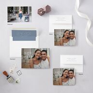 Timeless Floral Save the Date Petite Cards Dusty Blue Signature smooth Blank Standard No
