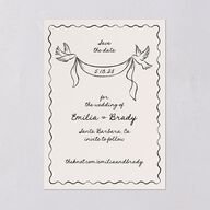 Vintage Lovebird Banner Save the Date Cards Linen Signature smooth Blank No Standard