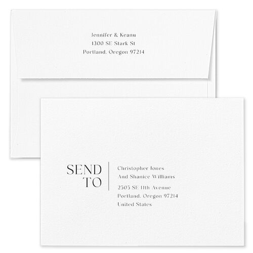 Modern Arch Photo Rehearsal Dinner Invitation Envelopes Slate White Both Recipient and Return Addresses Signature Standard