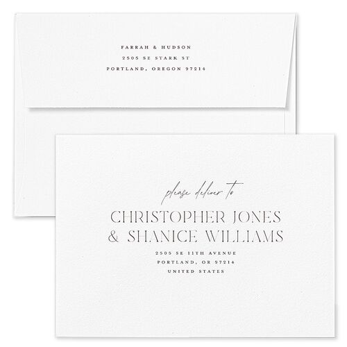Minimalist Accent Leaf Wedding Invitation Envelopes Rose Linen Return Address Standard Signature