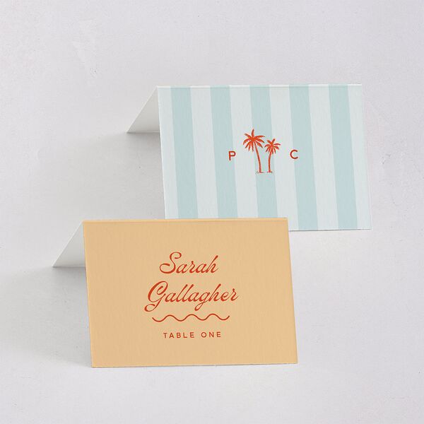 Cabana Stripes Place Cards Pastel Blue Signature