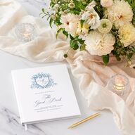 Elegant Rose Crest Guest Books Sapphire