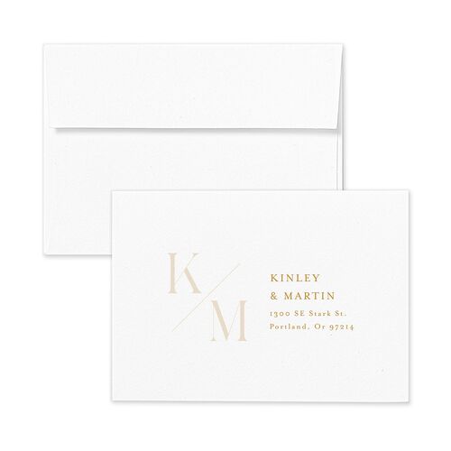 Monogram Slant Response Card Envelopes White Marigold Return Address Signature Standard