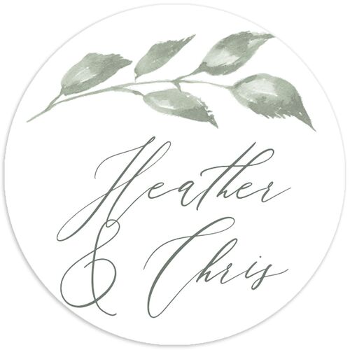 Dusted Calligraphy Wedding Stickers Sea Foam Circle