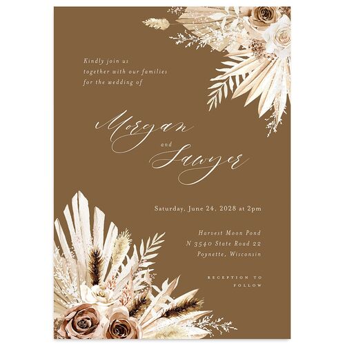 Western Floral Wedding Invitations Sepia Signature Blank No Standard