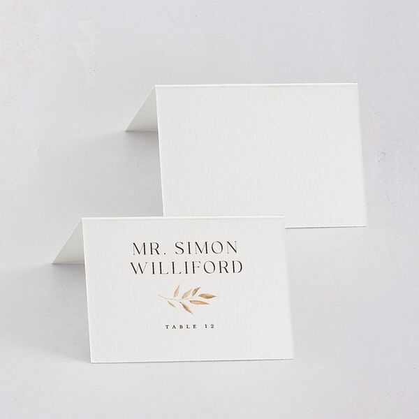 Leafy Rustic Monogram Place Cards Raw Sienna Signature