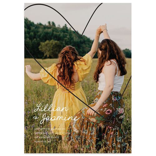 Hand Drawn Heart Photo Wedding Invitations Charcoal Signature Blank No Standard