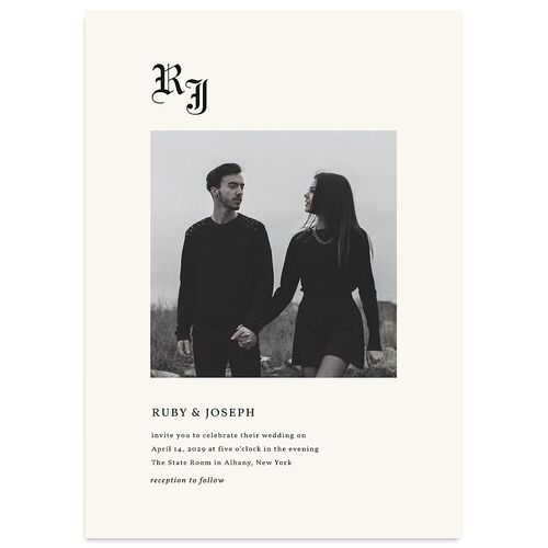 Minimalist Gothic Photo Wedding Invitations Ivory Signature Blank No Standard