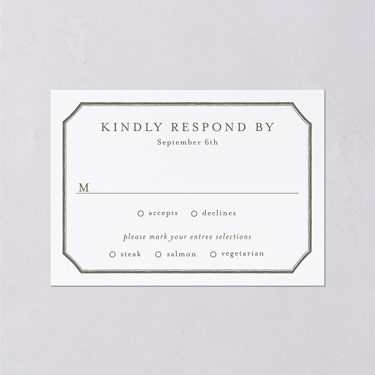 Classic Crest Wedding Response Cards Deep Olive Signature Standard