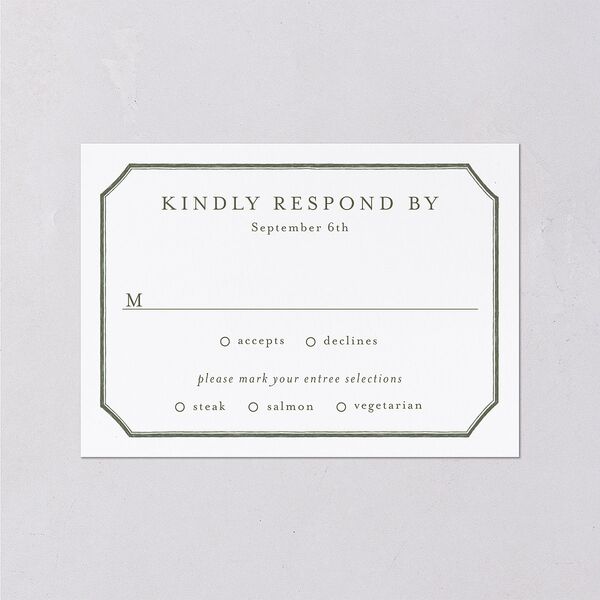 Classic Crest Wedding Response Cards Deep Olive Signature Standard
