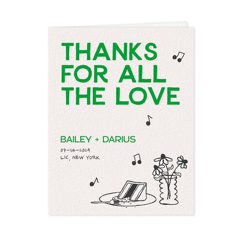 Hand Drawn Party Thank You Cards Jewel Green