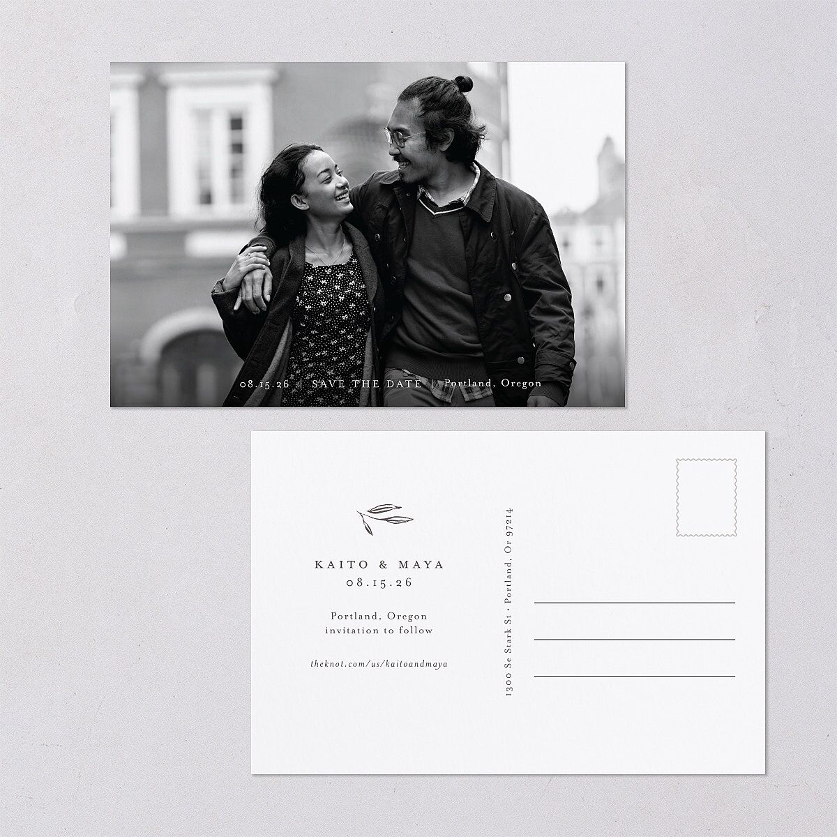 Shining Sprig Save The Date Postcards Mist