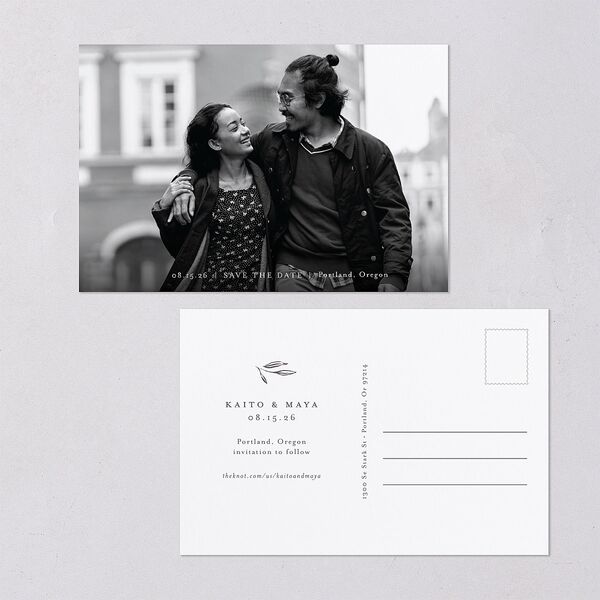 Shining Sprig Save The Date Postcards Mist