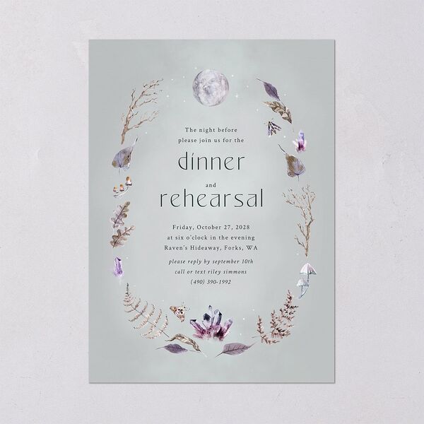 Crystal Forest Rehearsal Dinner Invitations Hunter Green Signature Blank Standard