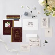 Vintage Storybook Wedding Invitations Merlot Signature Blank No Standard