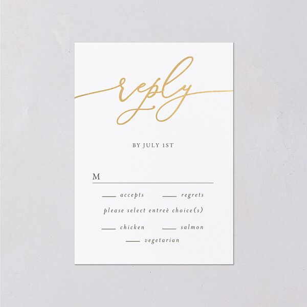Romantic Photo Wedding Response Cards Gold Hunter Green Signature Standard
