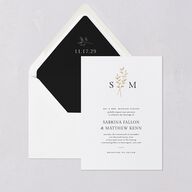 Elegant Botanical Initials  Euro Envelope Liners Pure White Luxe