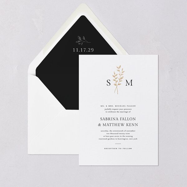 Elegant Botanical Initials Euro Envelope Liners Pure White Luxe