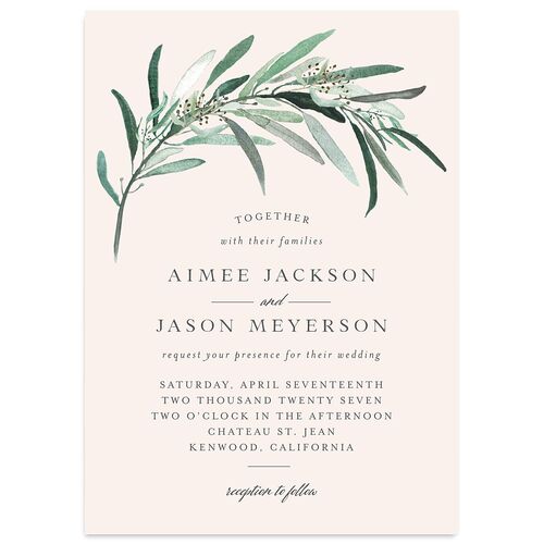 Lush Greenery Wedding Invitations Peony Signature Blank No Standard