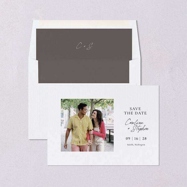 Simple Square Save the Date Cards Pure White Signature smooth Blank No Standard