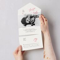 DIY Crafty Photo All-in-One Wedding Invitations Ruby Signature Light Both Recipient and Return Addresses No