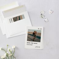 Cinematic Love Story Save the Date Petite Cards Pure White Signature smooth Blank No Standard