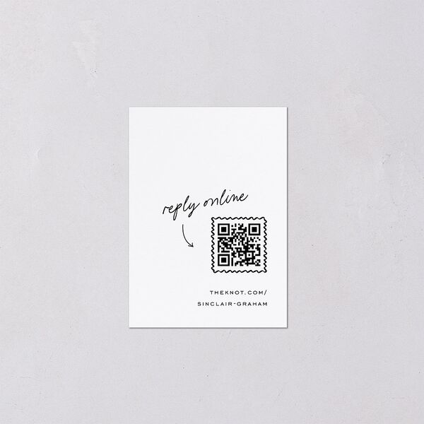 Sunny Day Modern Script QR Code RSVP Cards Pure White Signature Standard