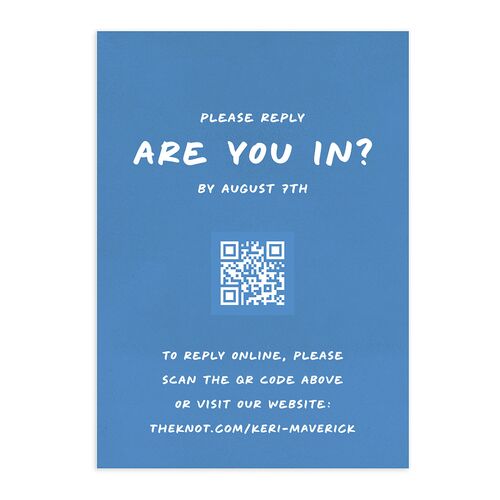 Modern Writing QR Code RSVP Cards Sea Blue Signature Standard