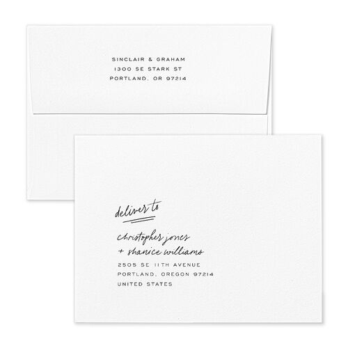 Sunny Day Modern Script Thank You Card Envelopes White Pure White Both Recipient and Return Addresses Signature Standard