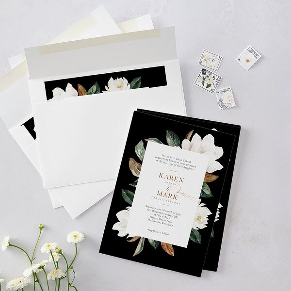 Southern Magnolia Wedding Invitations Midnight Signature Blank No Standard