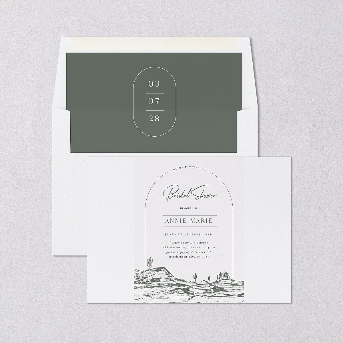 Western Cactus Bridal Shower Invitations Eucalyptus Signature Blank