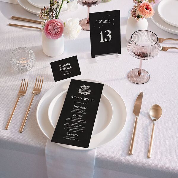 Moody Gothic Rose Menus Midnight Signature