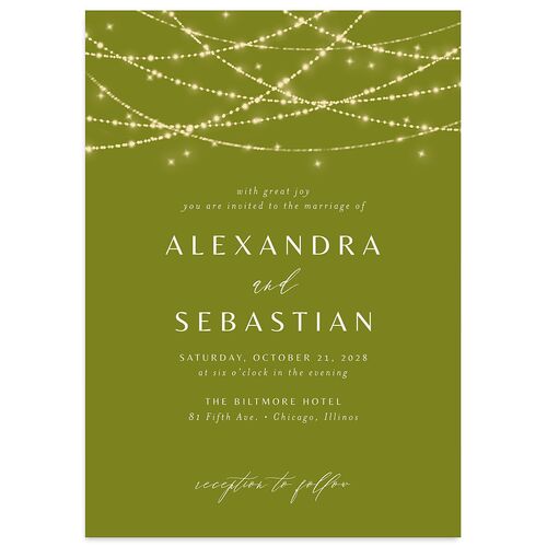 Elegant Lights Wedding Invitations Olive Signature Blank No Standard