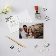 Eucalyptus Frame Save the Date Postcards Pure White