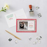 Whimsical Painted Holiday Border Thank You Postcards Scarlet