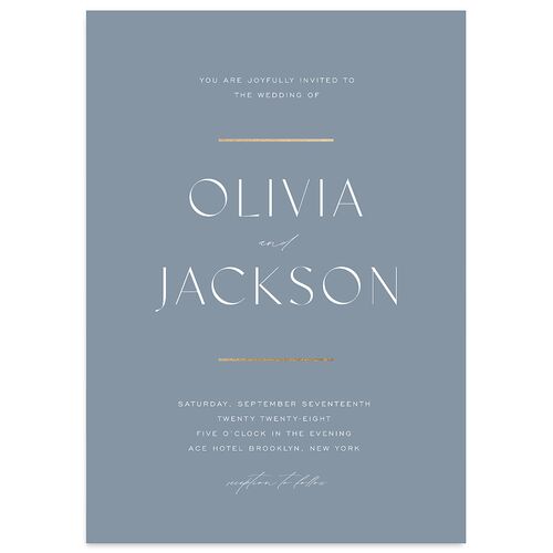 Just Us Foil Wedding Invitations Gold Regency Blue Signature Blank No Standard