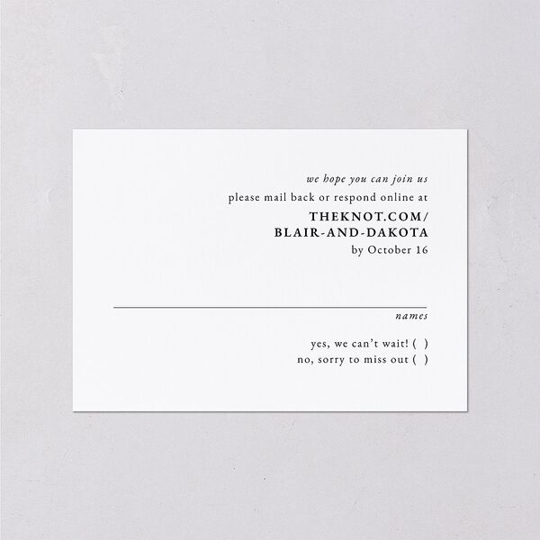 Vertical Names Wedding Response Cards Pure White Signature Standard