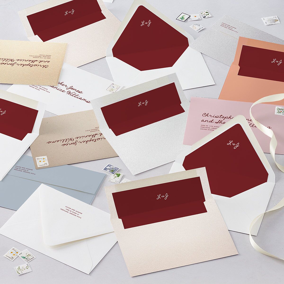 Hand Drawn Heart Photo Wedding Invitations Maroon Signature Blank No Standard