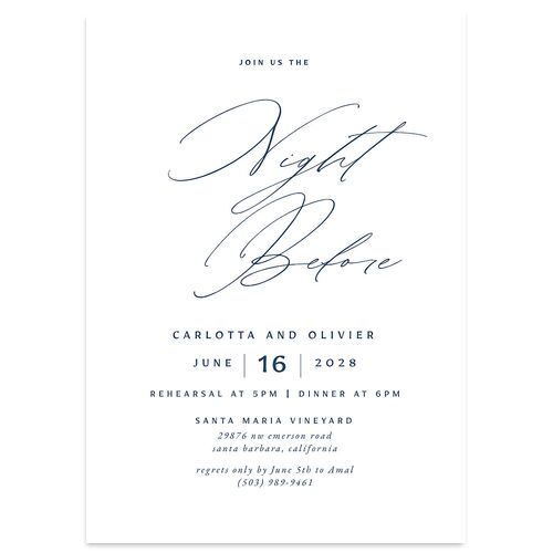 Simply Classic Rehearsal Dinner Invitations Ink Blue Signature Blank Standard