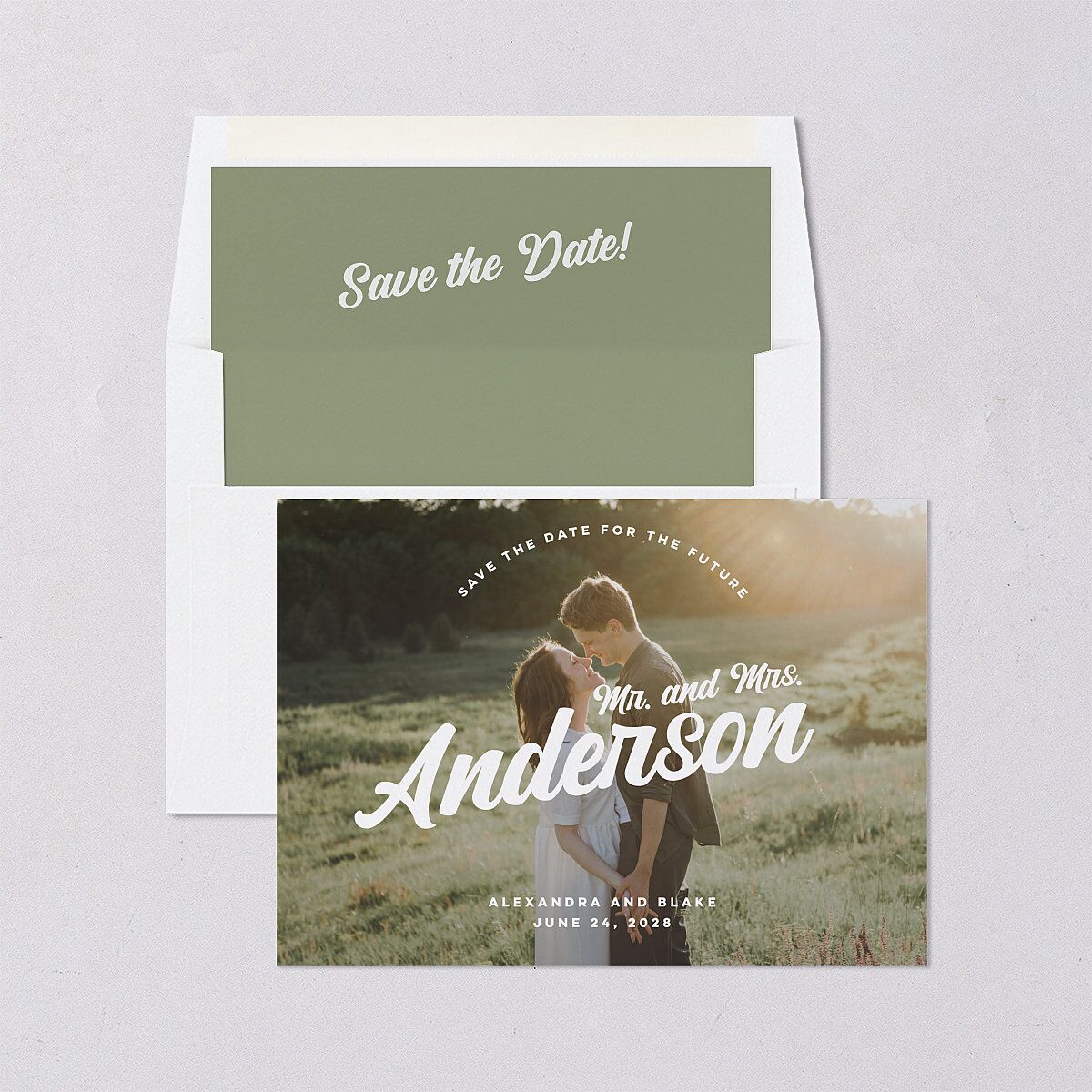 Future Newlyweds Save the Date Cards Moss Signature smooth Blank No