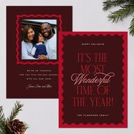 Most Wonderful Greeting Holiday Cards Maroon Signature Blank Standard