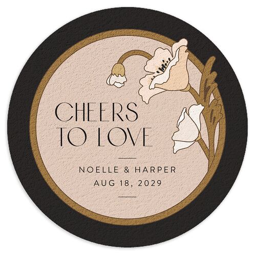 Vintage Nouveau Floral Coasters Licorice Cardboard Circle