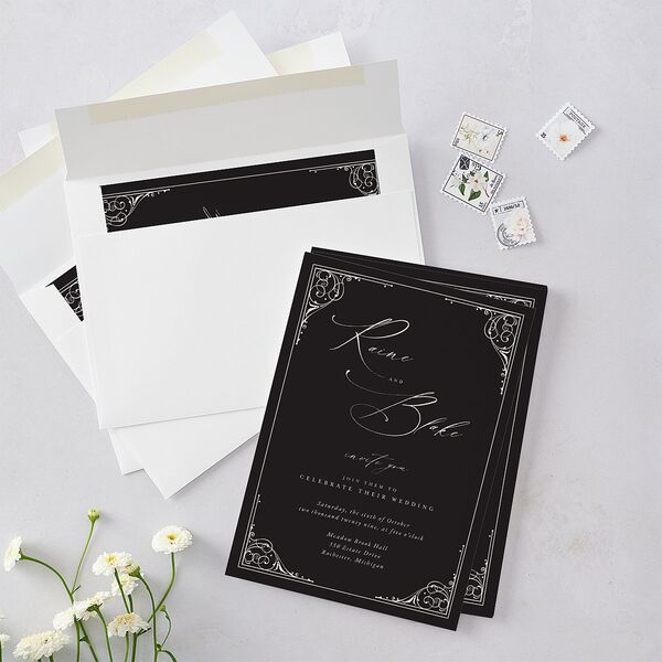 Vintage Gothic Wedding Invitations Licorice Signature Blank No