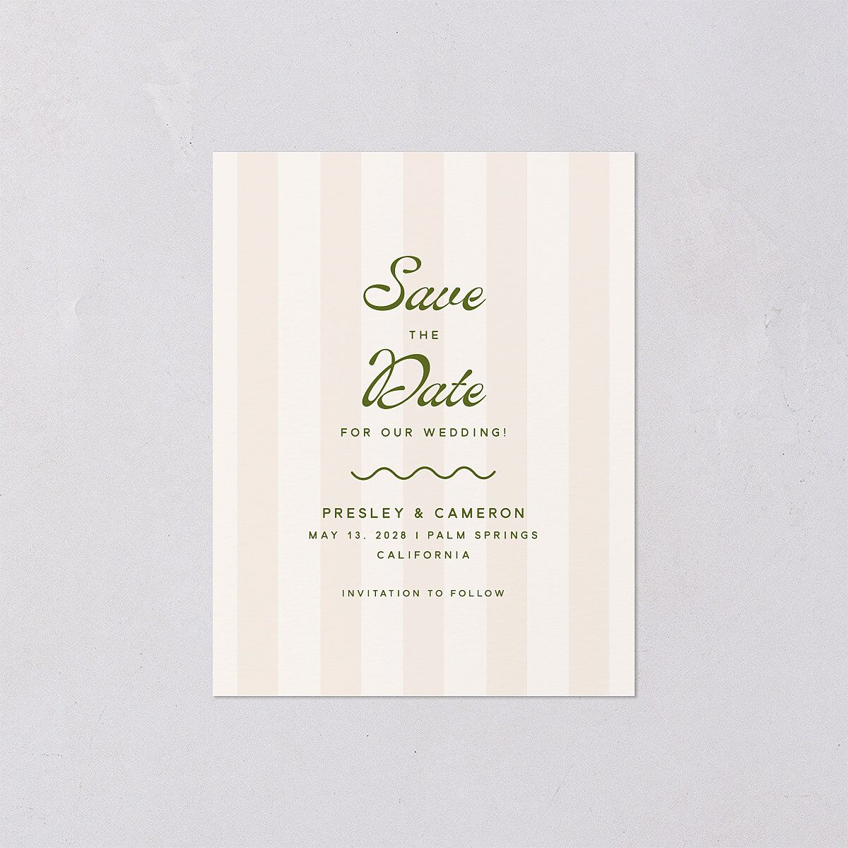 Cabana Stripes Save the Date Petite Cards Olive Signature smooth Blank Standard