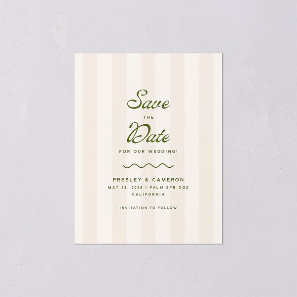 Cabana Stripes Save the Date Petite Cards Olive Signature smooth Blank Standard