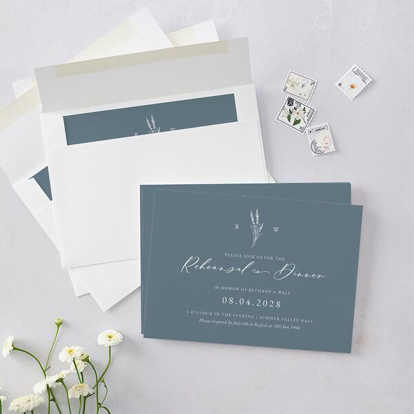 Vintage Lavender Rehearsal Dinner Invitations Regency Blue Signature Blank Standard