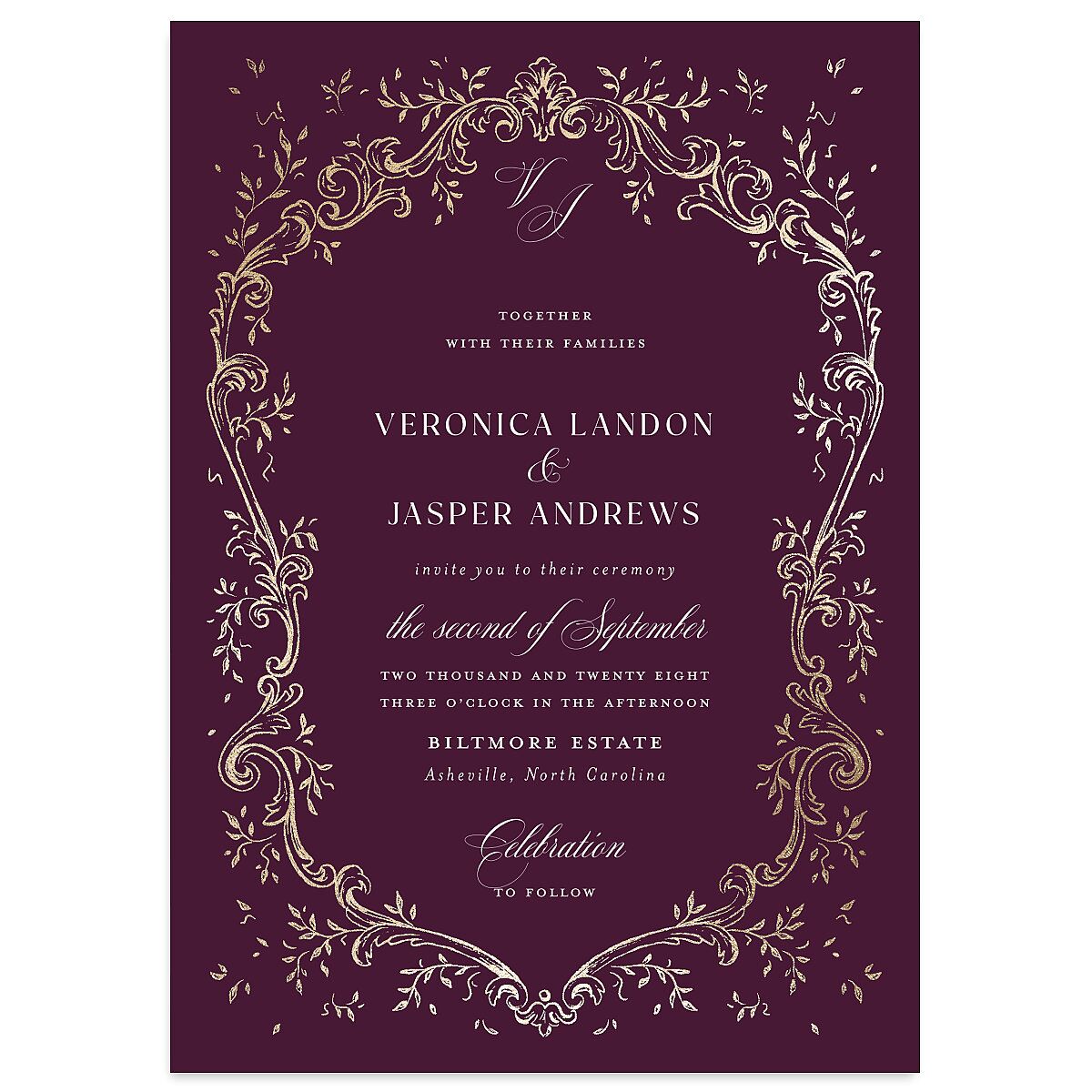 Formal Opulent Frame Wedding Invitations