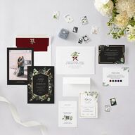 Elegant Eucalyptus Christmas Foil Wedding Invitations Gold Licorice Signature Blank No Standard